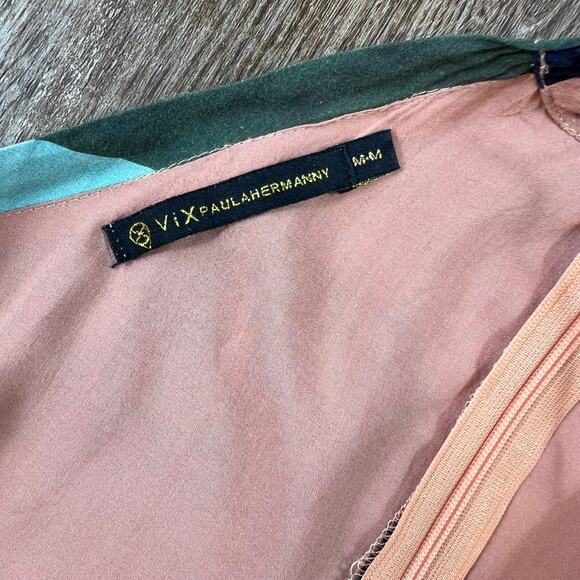 Vix Paula Hermanny Multicolor High Neck Swing Dress Flowy Midi - Picture 8 of 9